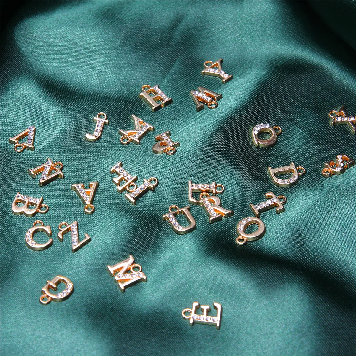 26pcs/1set Letter Pendant Alloy Pendant Studded With Rhinestones DIY Jewelry Making Earrings Necklace Bracelet Accessories