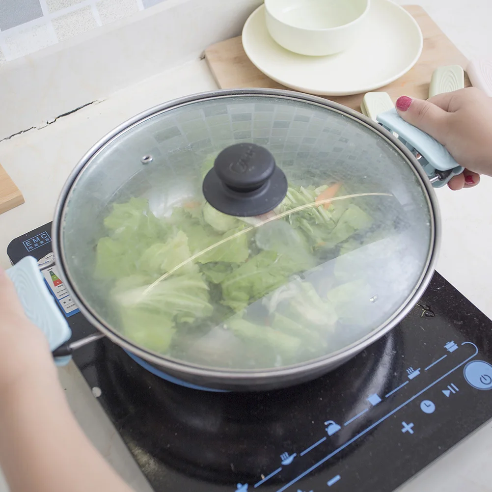 

2Pcs Silicone Pot Handle Glove Heat Resistant 500 Degrees Anti-Slip Heat Protection Pan Sleeve Kitchen Tools Pot Holder