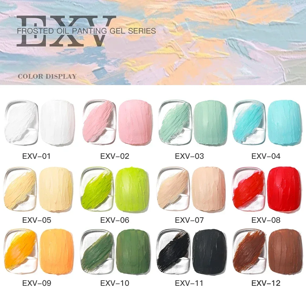 Esmalte de uñas en Gel UV para pintura al óleo, 12 colores, 5g, modelado 3D, sin capa superior, laca de Gel para dibujo, arte de uñas