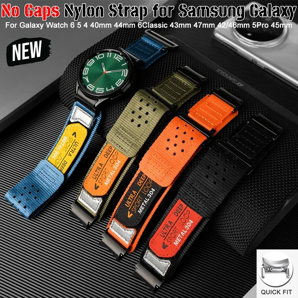 Nylon Strap for Samsung Galaxy Watch 6 5 4 40mm 44mm 6Classic 43mm 47mm 42/46mm Bracelet No Gaps Correas Watch 5Pro 45mm Band