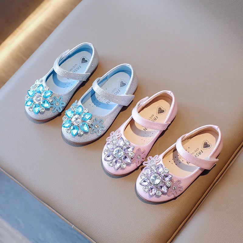 Girls' Princess Shoes 2024 New Spring and Autumn Soft Soled Children's Crystal Baby Girl Dance Shoes