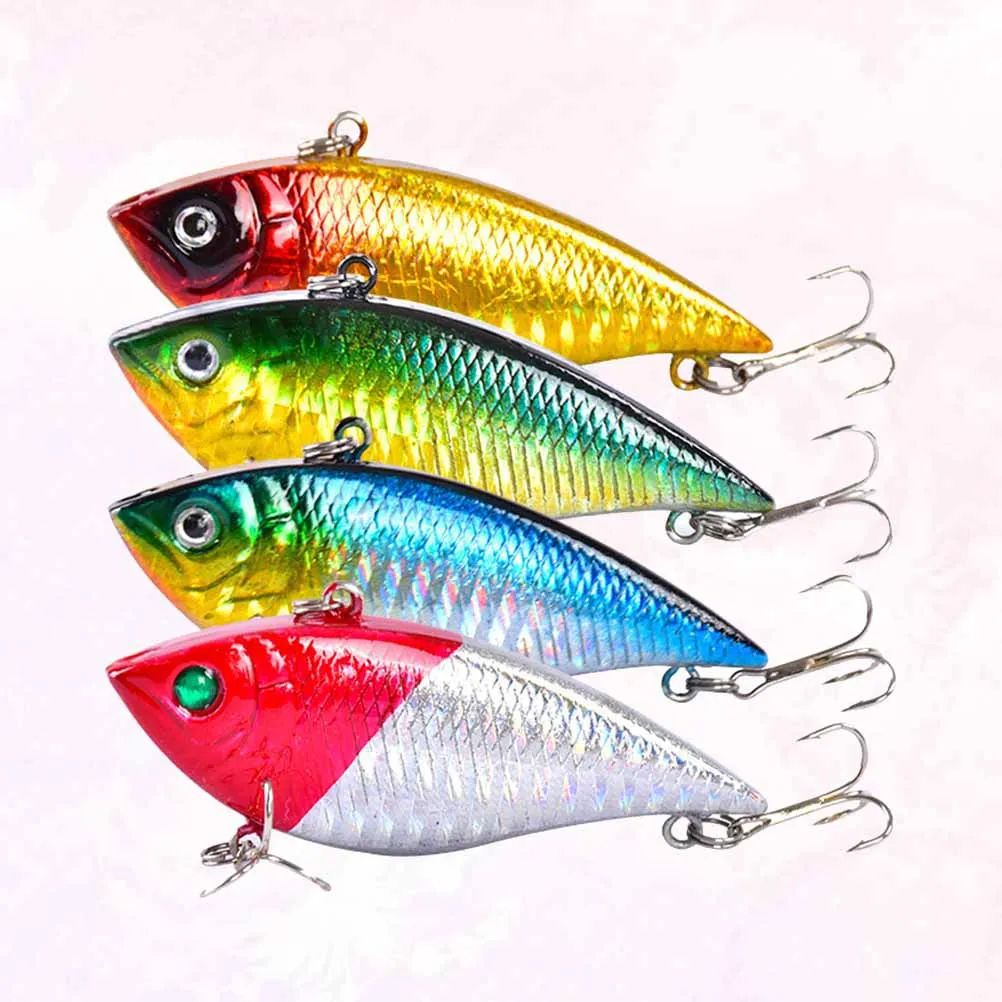 

4 Pcs Fishing Lures Holographic Skin Baits Long Shoot Artificial Reusable Eco Vivid Small Fish Shape Steel Beads Metal Hooks