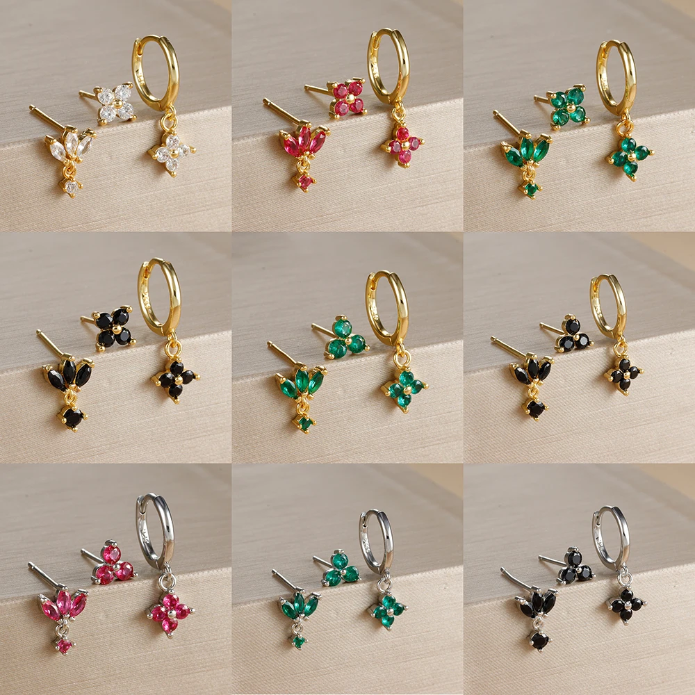 3PCS Luxuriöse Edelstahl Floral Süße Hoop Ohrringe Set Für Frauen Einfache Mode Knorpel Ohrringe Partei Schmuck Geschenk