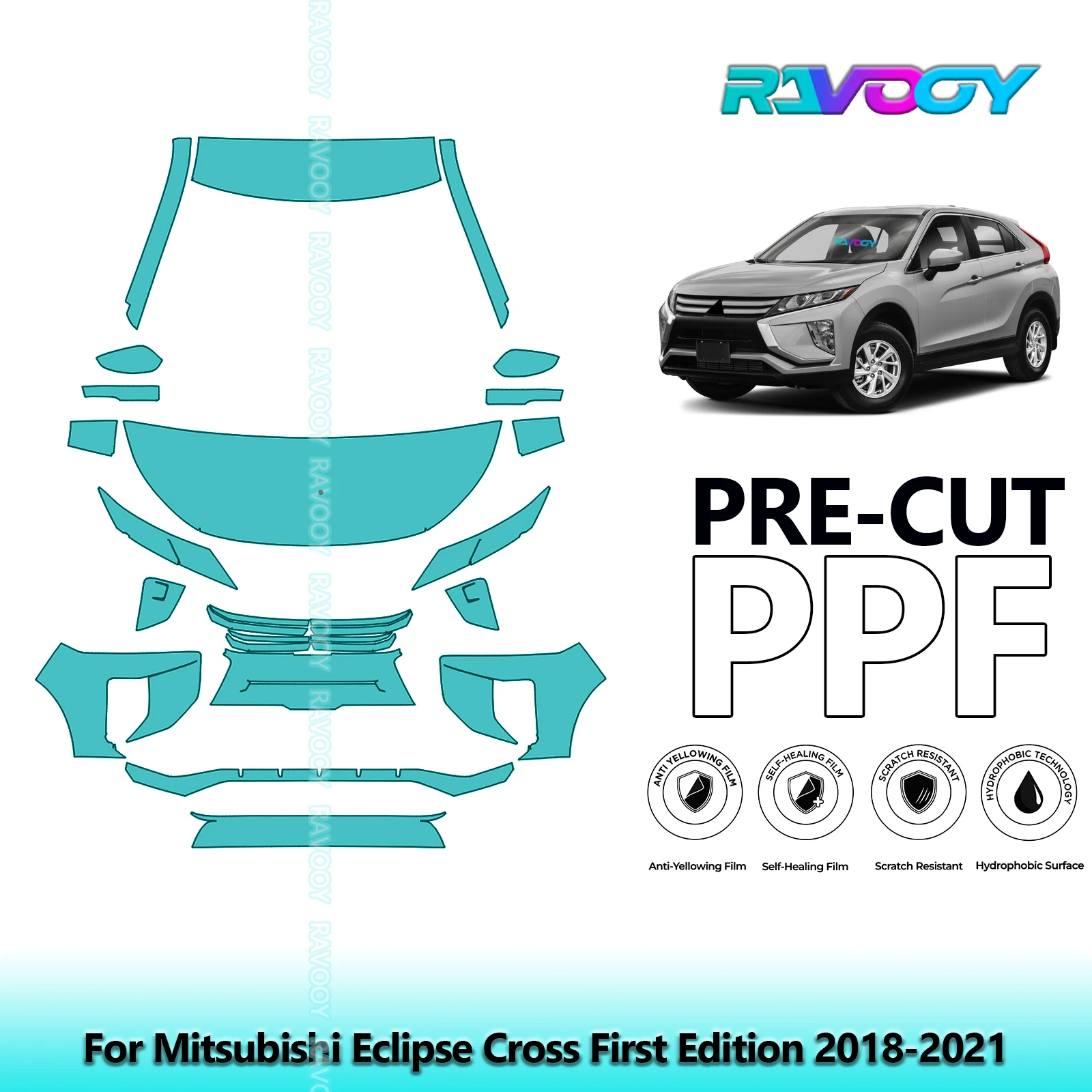 For Mitsubishi Eclipse Cross First Edition 2018-2021 Partial Front Pre-Cut Paint Protection Film PPF Kit | Clear/Matte/Black