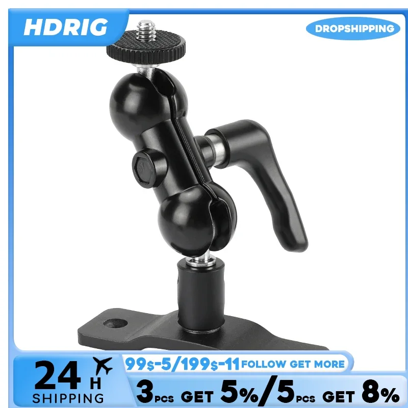 HDRIG uniwersalna głowica kulowa 1/4 "męskie złącze ulepszone pokrętło blokady z płyta montażowa ściennym do ekran aparatu/latarki