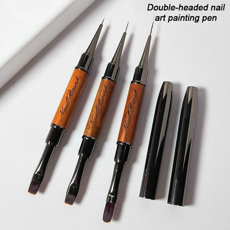 새로운 1개입 양면 네일 펜 네일 그라데이션 브러쉬 소형 얇은 아트 브러쉬 빌더 젤 프렌치 네일 매니큐어 브러쉬 도구 XJS05