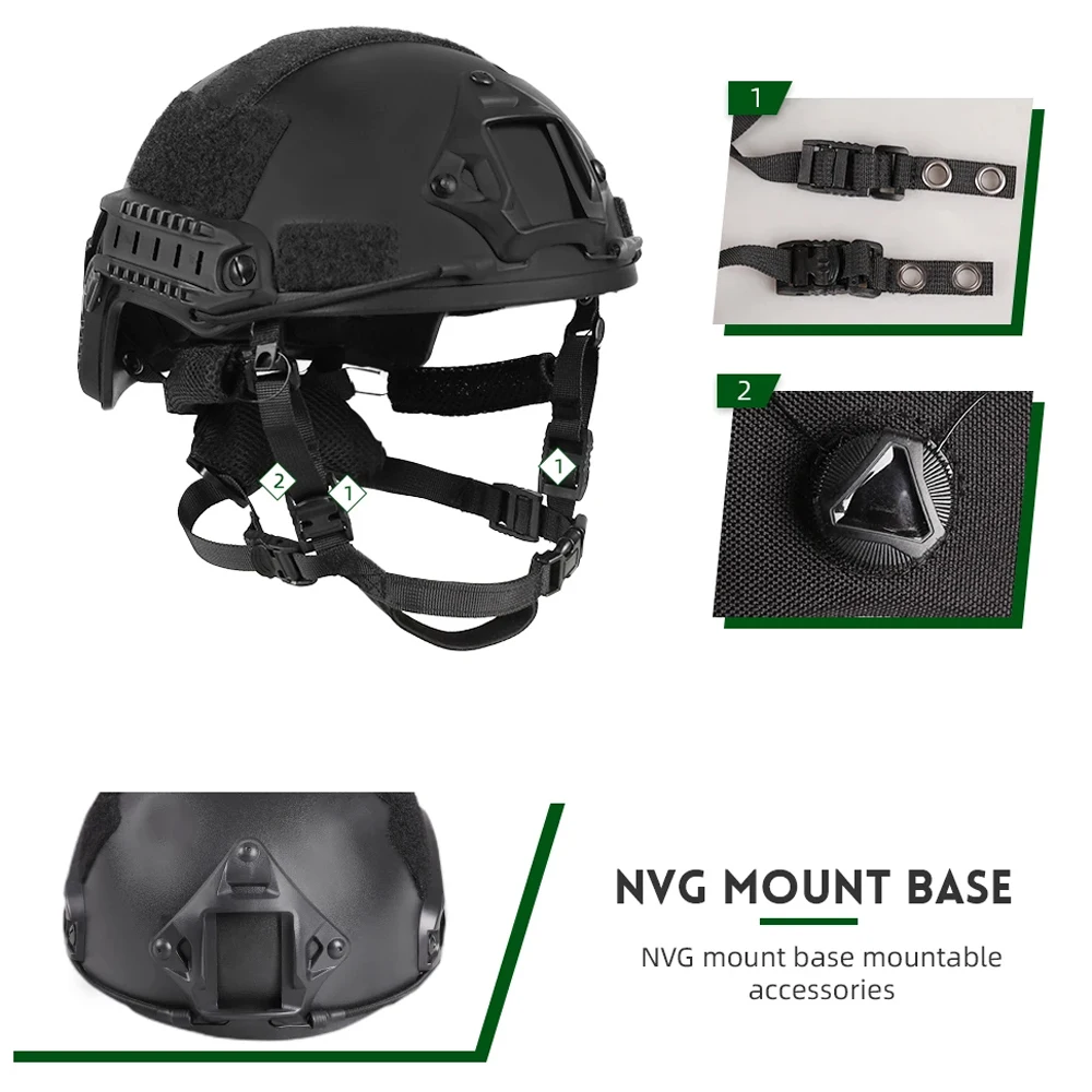 FAST Taktischer Schutzhelm, verstellbarer taktischer Helm mit Batteriefach und Abdeckung für Airsoft, Cosplay, Militärausrüstung – Detail 3