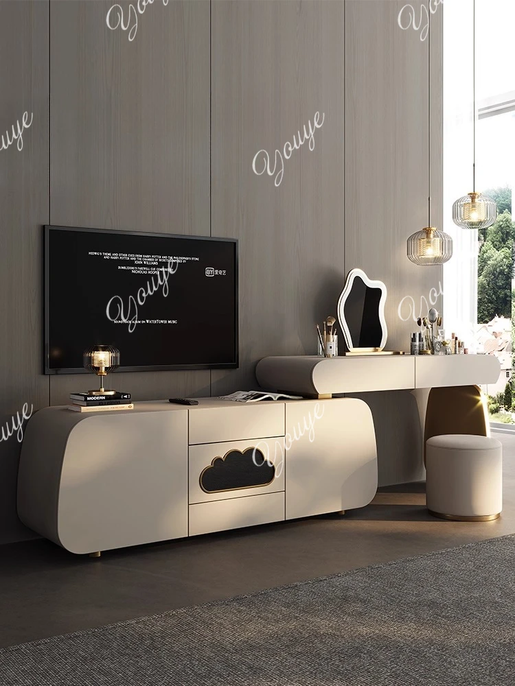 

Modern simple light luxury cloud dresser master bedroom solid wood rock slab desk dresser chest integrated