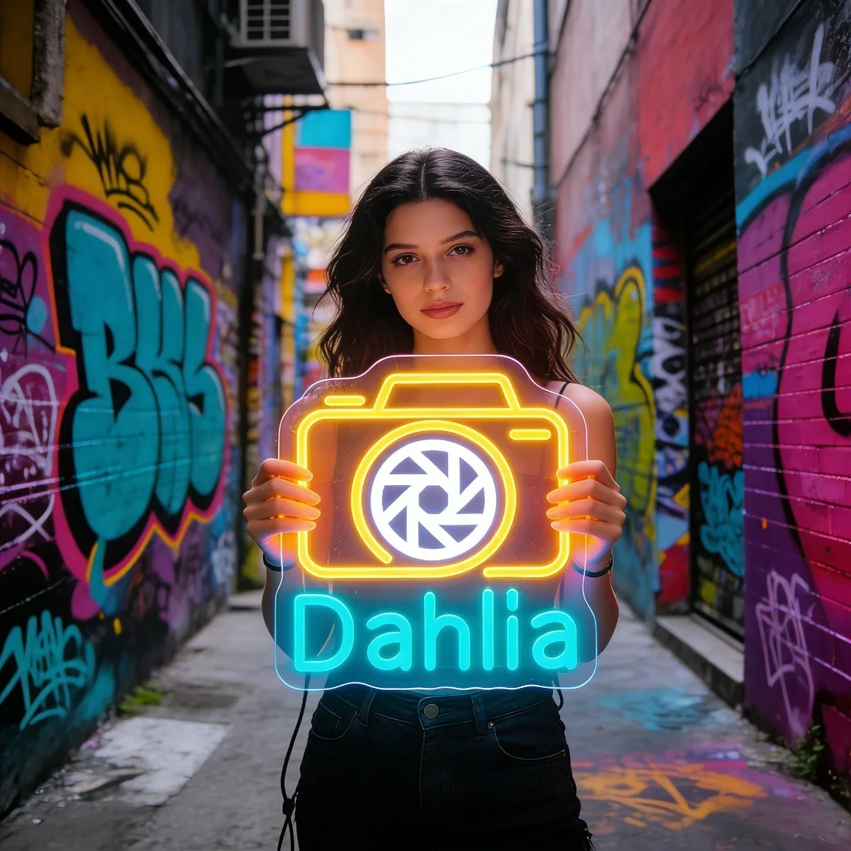 ダリアカメラネオンライトサインカラフルなネオンサインusb調光可能な写真スタジオライト壁装飾用ヴィンテージカフェクリエイティブルーム