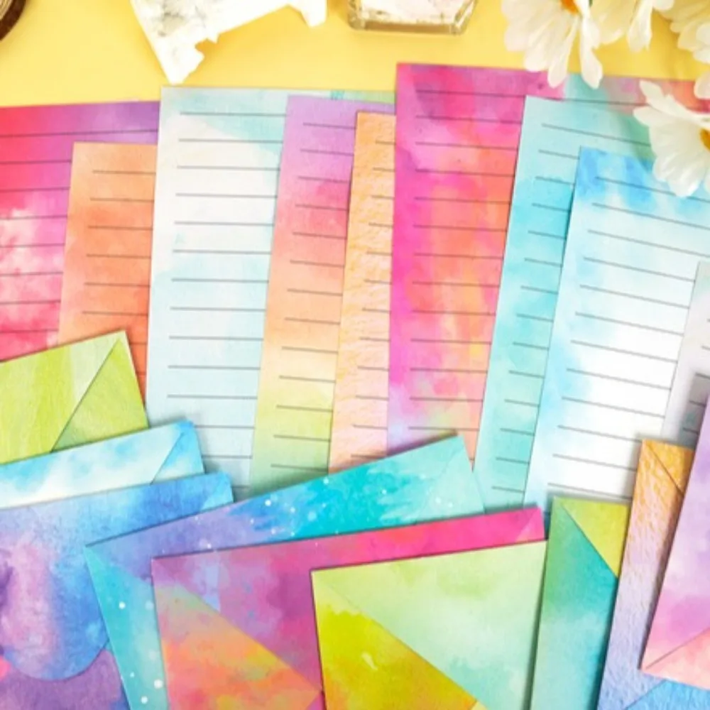 160pcs Watercolor Letter Paper and Envelope Set DIY Postcards Invitation Card Stationery Writing Paper Artistic Design Vintage