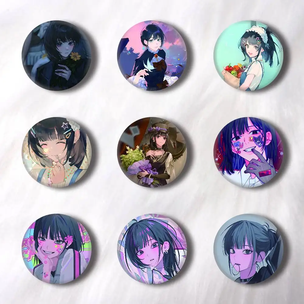 Anime Qiao Ling Creative Round Button Badges Cute Pin Brooch for Backpack Clothes Lapel Jewelry Accessories Friends Gift