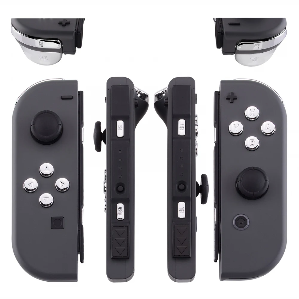 eXtremeRate Full Set Buttons with Tools for Nintendo Switch & OLED JoyCon, Chrome Replacement ABXY SR SL L R ZR ZL Trigger