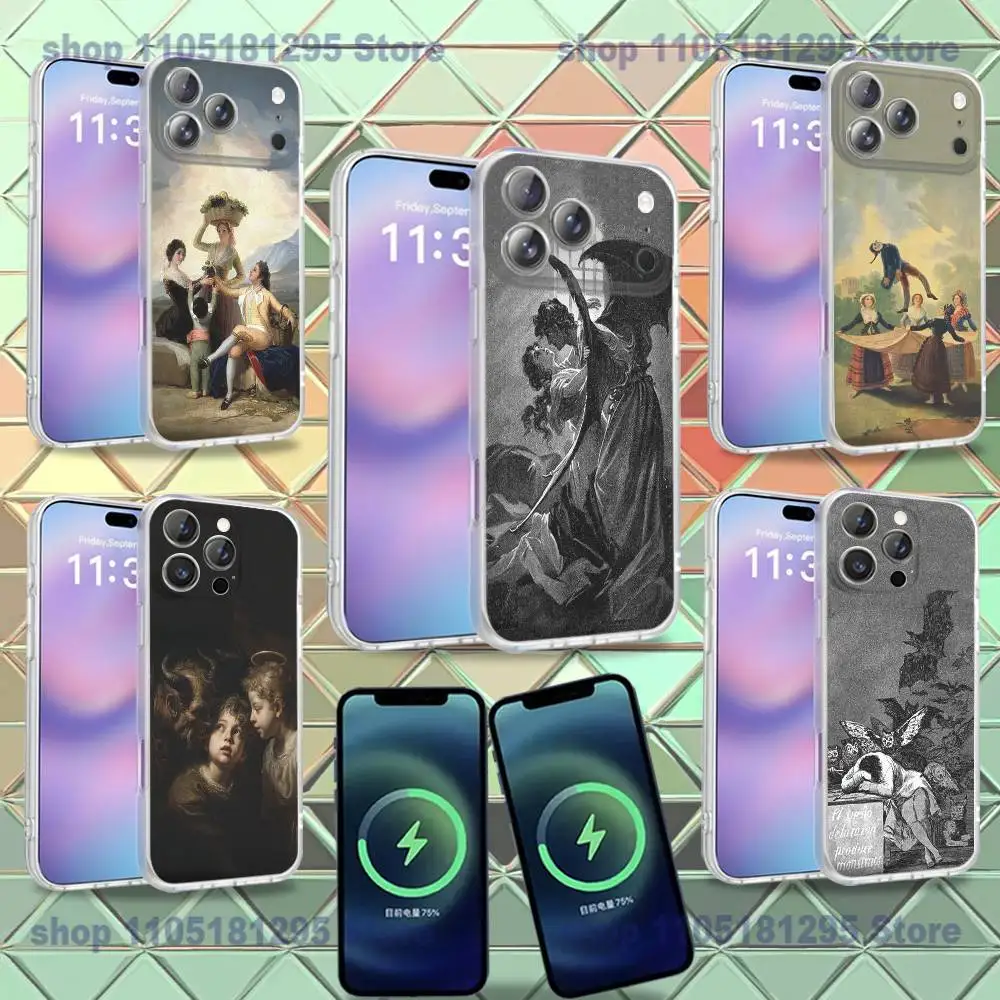 

Spain F-Francisco G-Goya Art Phone Case For iPhone 16,14,11,17,13,15,12,Air,Plus,Pro,Max,E,Mini Frosted for Magnetic Wireless
