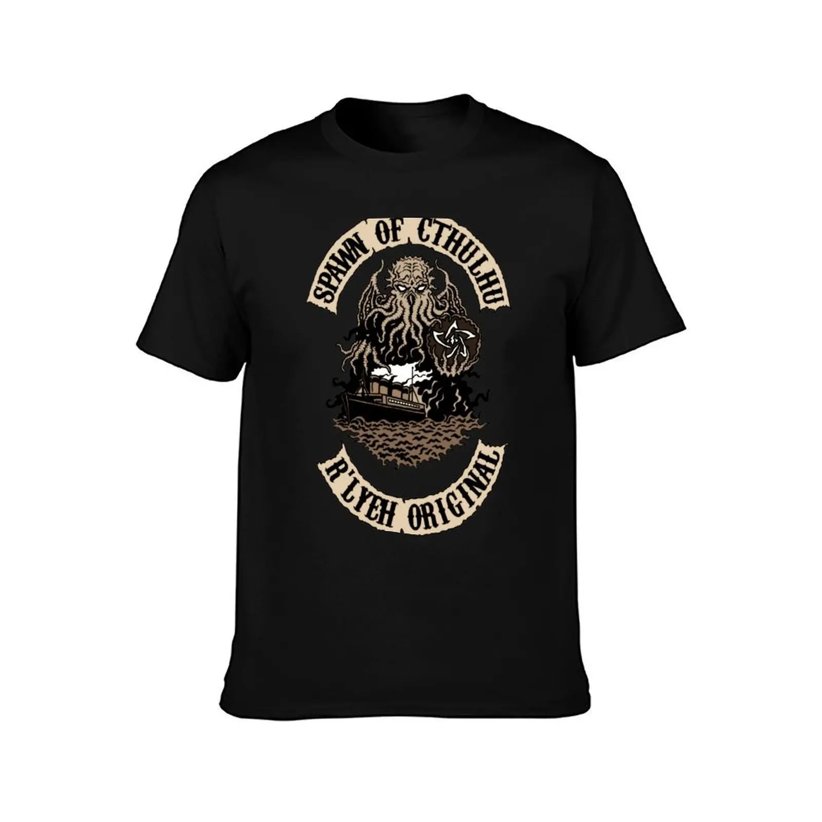 Spawn of Cthulhu - R'lyeh Original T-Shirt, Summer Casual Cotton Tee, Oversized Streetwear Tops, Vintage Graphic Print