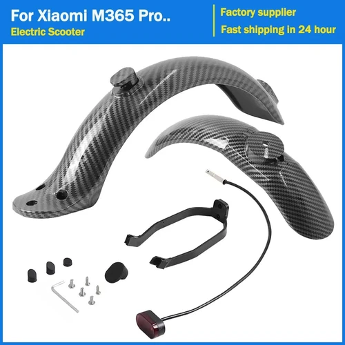 Kit de guardabarros de fibra de carbono para patinete eléctrico Xiaomi M365 /M365 Pro, juego de soporte a prueba de salpicaduras de neumático de guardabarros trasero duradero de primera calidad