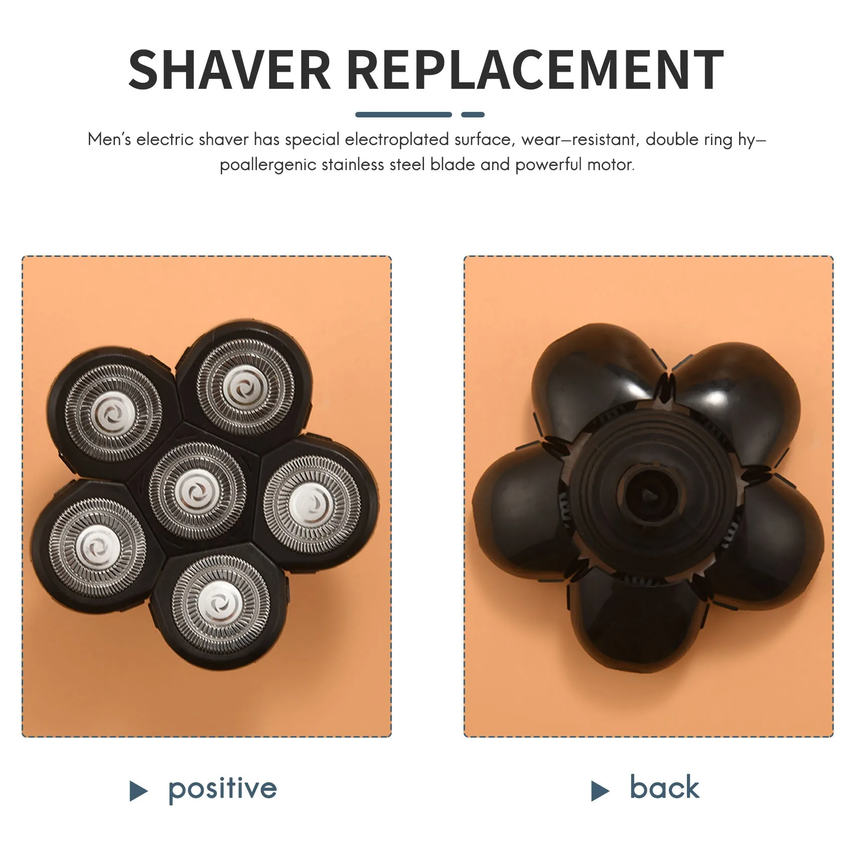 6 in 1 testine per lame per rasoio 6 lame lama di ricambio per taglierina per barba calvo Electro 6D accessori per rasoio per uomo testa viso