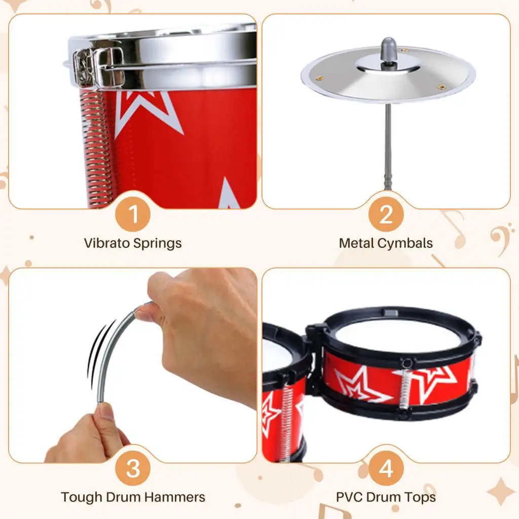 Kids Drum Set Childrens Simulation Drum Toy Toddlers Educational Drum Set for Holiday