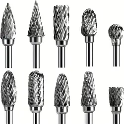 10Pc fresa in carburo di acciaio al tungsteno 1/8 utensile per intaglio con gambo fresa a doppio taglio diamantato rotante Dremel strumenti fai da te rettifica elettrica