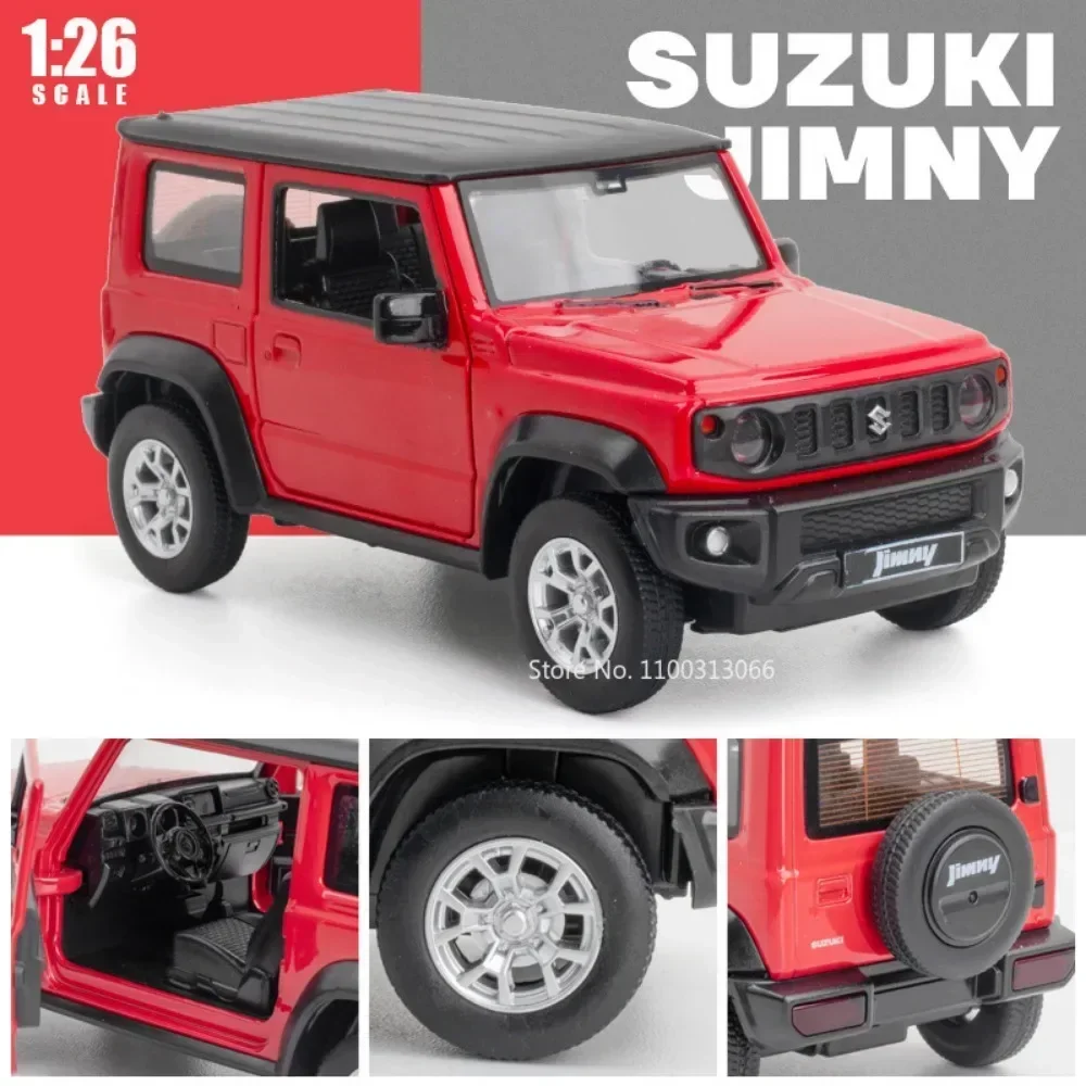 1/26 suzuki jimny suv modelo de carro de metal diecast liga carros de brinquedo modelo com puxar para trás veículos fora de estrada para crianças presente coleção