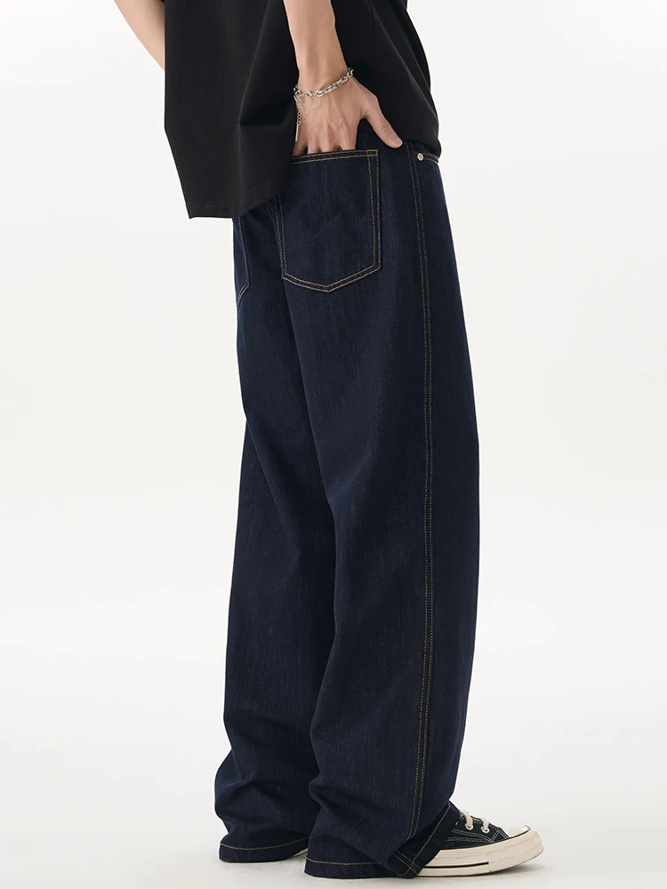 Męskie jeansy na wiosnę i lato, luźne, z prostymi nogawkami, oryginalny kolor, casualowe spodnie z szerokimi nogawkami, wygodne, oddychające, bawełniane...