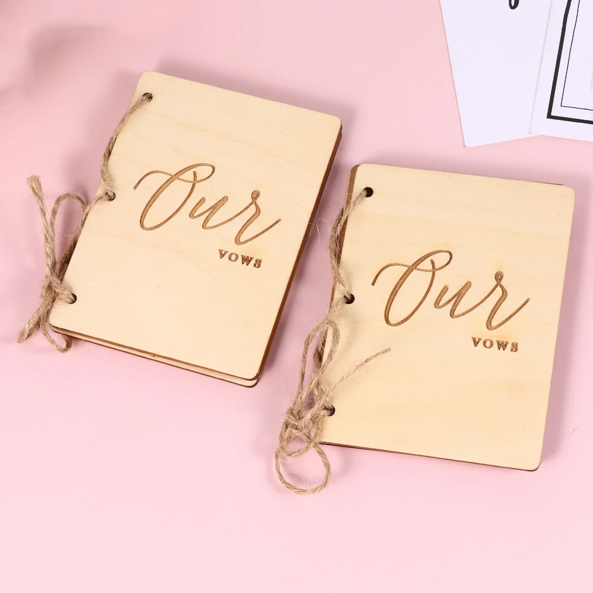 1Pair Rustic Wooden Wedding Vows Booklet Custom Words Sturdy Notebook Bridal Keepsake Celebration Accessory Vow Books