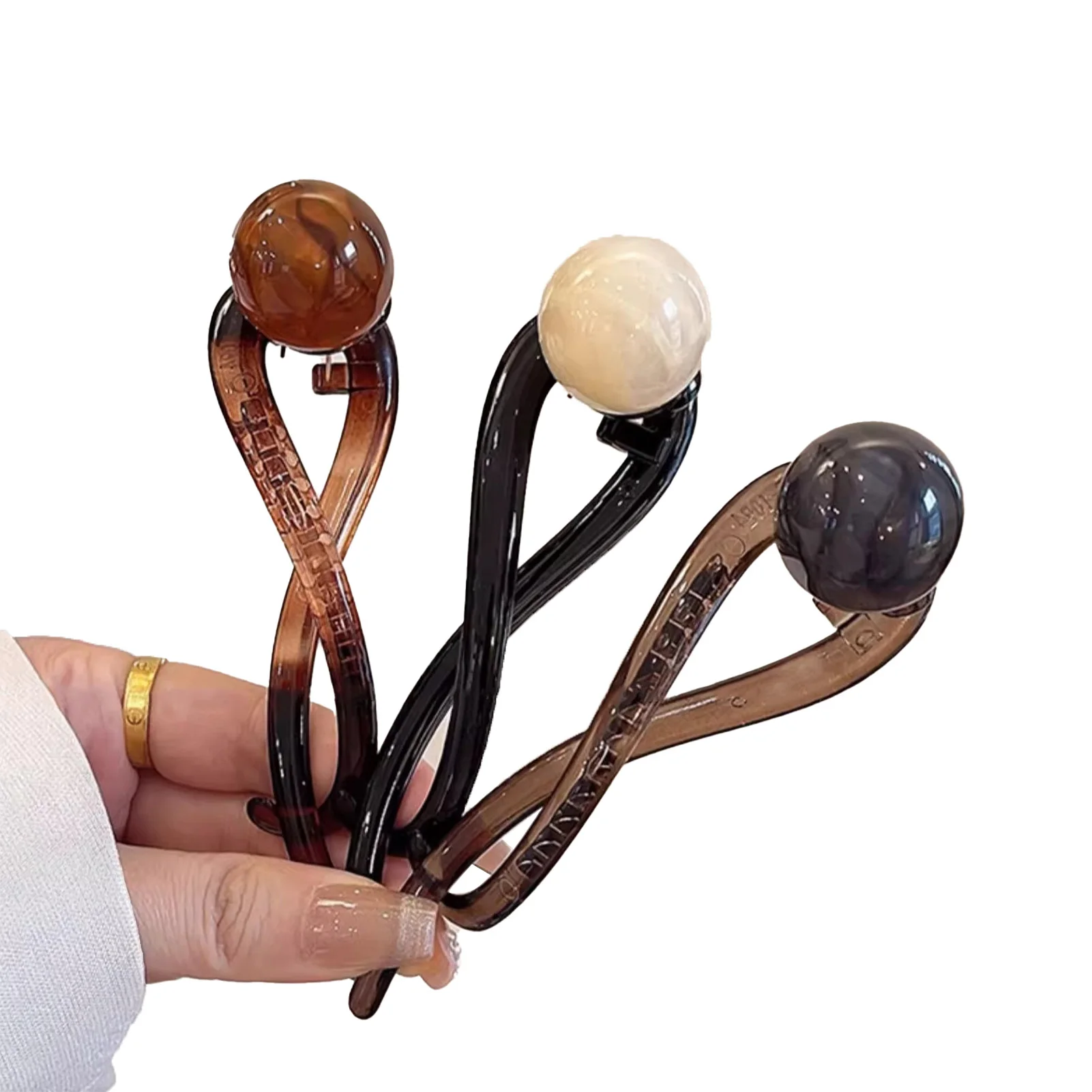 Perlen-Haarnadeln Neue Gedrehte Haarklammer aus Kunststoff-Acryl mit Imitationsperlen, Gedrehtes Design, Haaraccessoires für Frauen, Geschenk – Detail 1