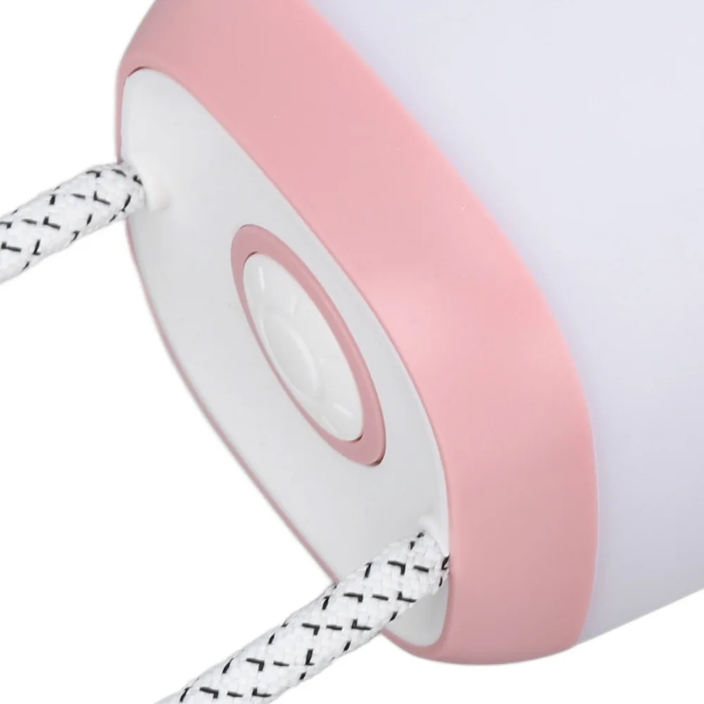 Battery Powered Night Light Adjustable Brightness Pink Camping Lantern 360 Degree Light 3000K Warm Light Emergency Lantern