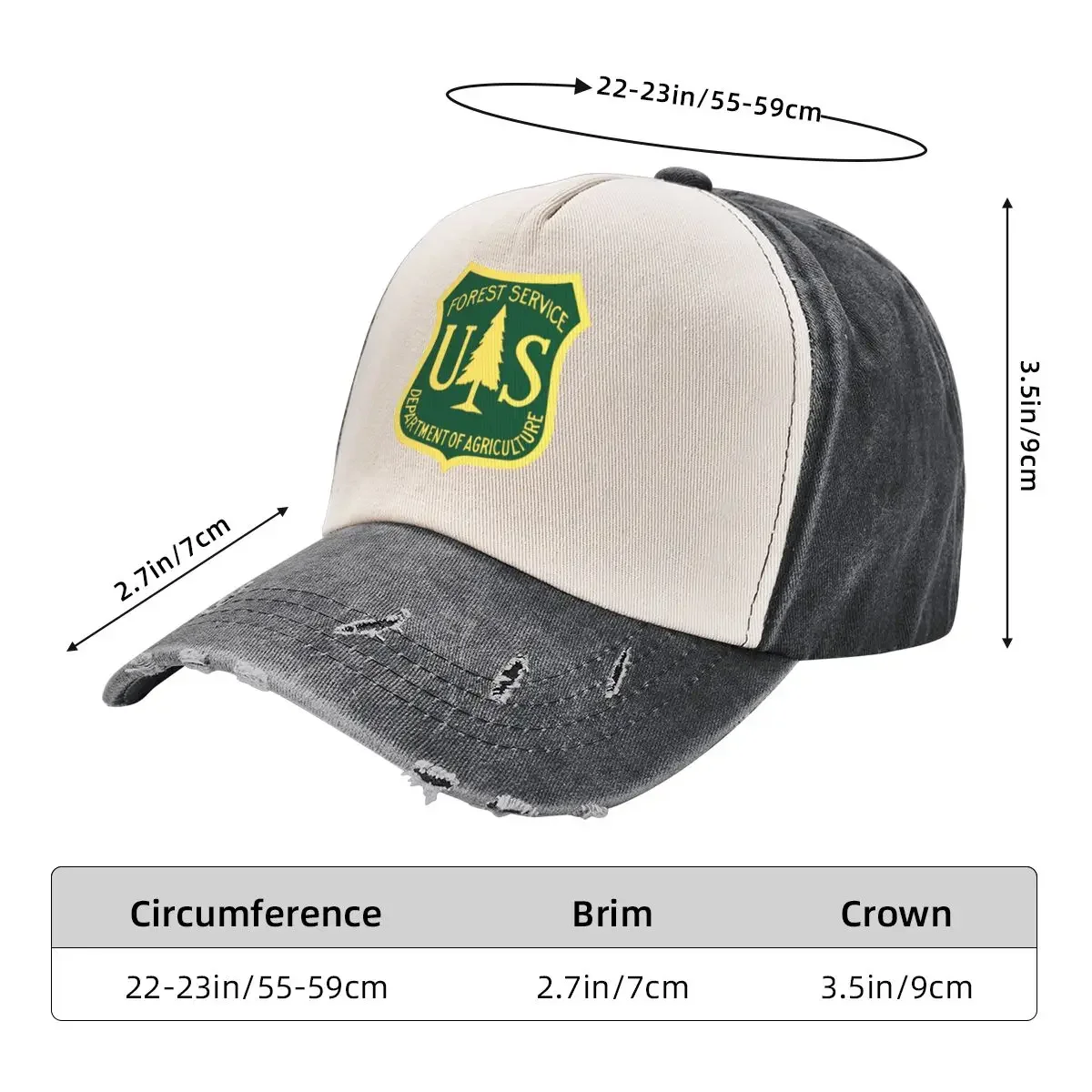 Gorra de béisbol con logotipo del servicio forestal de EE. UU. (escudo dorado y verde), sombrero de playa, gorra de béisbol para Cosplay a la moda para niña y hombre