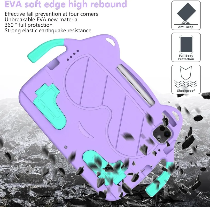 EVA Case for iPad Air 6 11 2024 Pro 11 10.5 Air 4 5 10.9 Handle Stand Kids Tablet Cover iPad 7 8th 9th 10th 11th 2025 Case+Strap