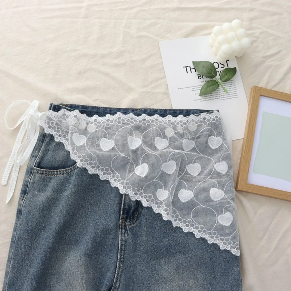 Retro Lace Trim Triangle Short Skirt Flower Lightweight Butt Curtain Skirt Korean Style Soft Lace Lace Headband For Women