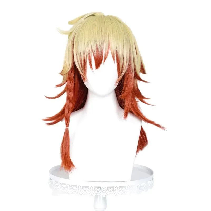 Gioco Honkai Star Rail Mydei Parrucca Cosplay Capelli gialli Treccia rossa Festa di Halloween per donne Uomini Ragazze Giochi di ruolo Puntelli Carnevale