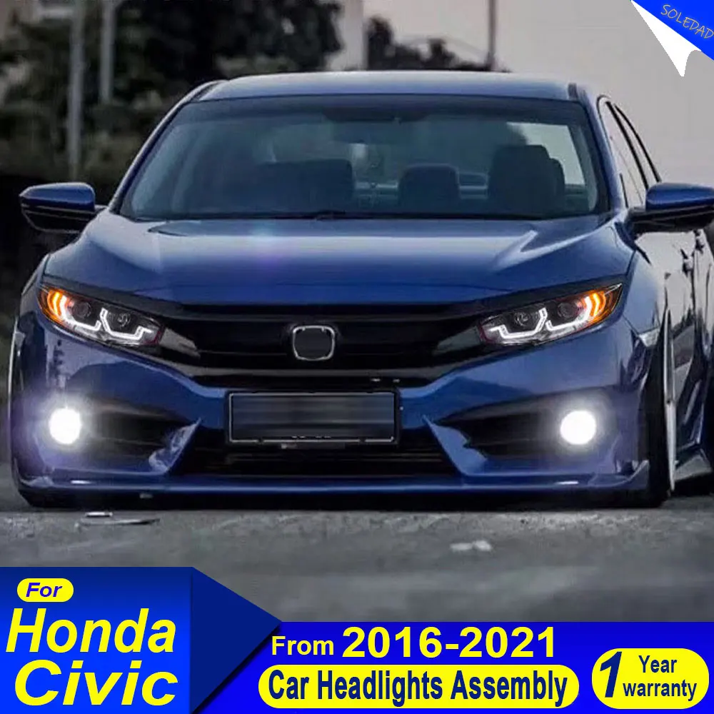 Car Styling headlights for Honda Civic 2016 2017 2018 2019 2020 2021 Head Light DRL Turn Signal Low High Beam Projector Lens