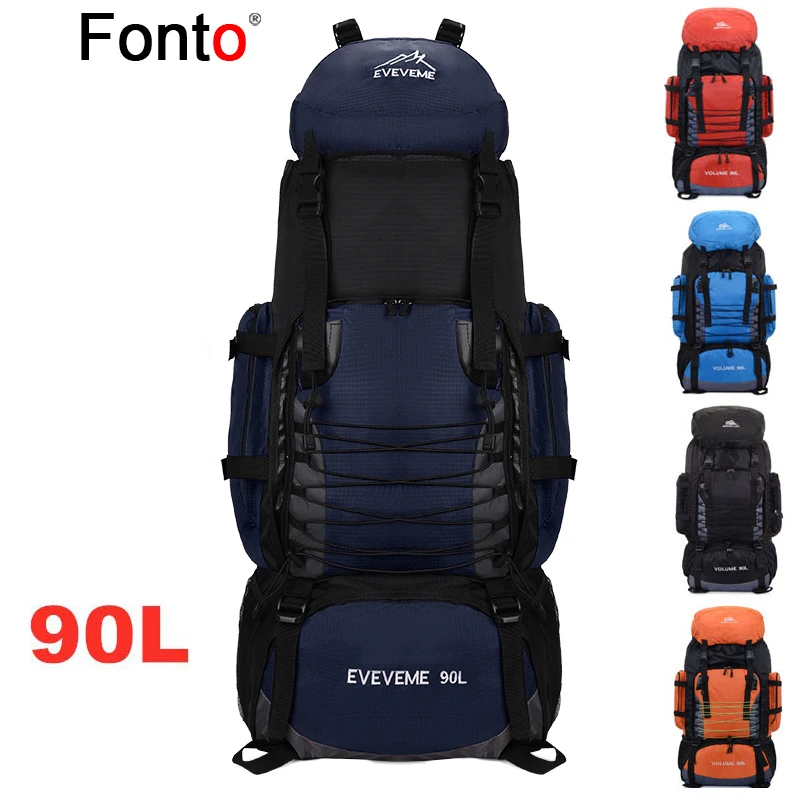 Fonto 90LTravel Camping Rucksack Rucksack Wandern Armee Klettern Tasche Trekking Bergsteigen Große Capacitybackpack