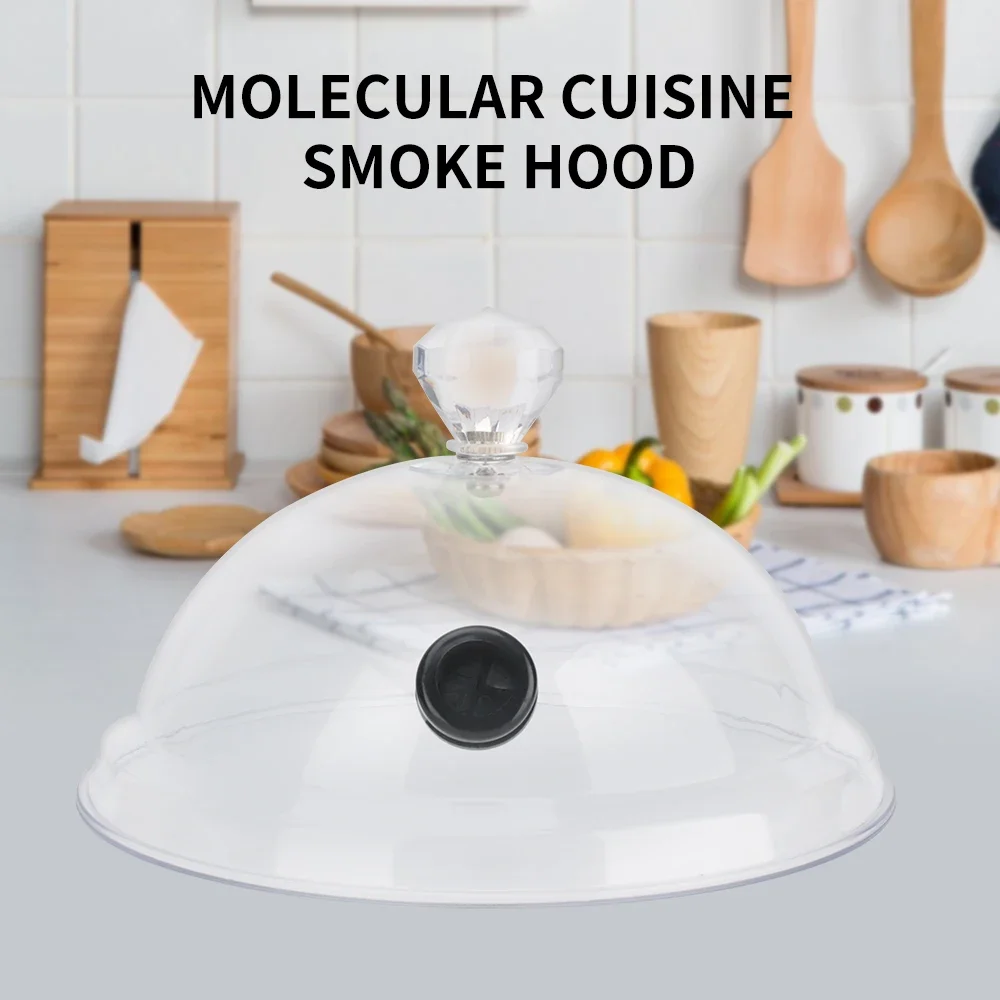 BORUiT 8Inch Molecular Cuisine Smoke Hood Dome Cover Food Grade Acrylic Smoke Infuser Lid for Smoker Gun BBQ Grill Steak Kitchen