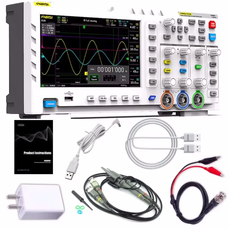Oscilloscope numérique FNIRSI 1014D 2 en 1, production de Signal à double canal, 100MHz x 2, bande passante ana-log, plaque de ponçage 1GSA/s