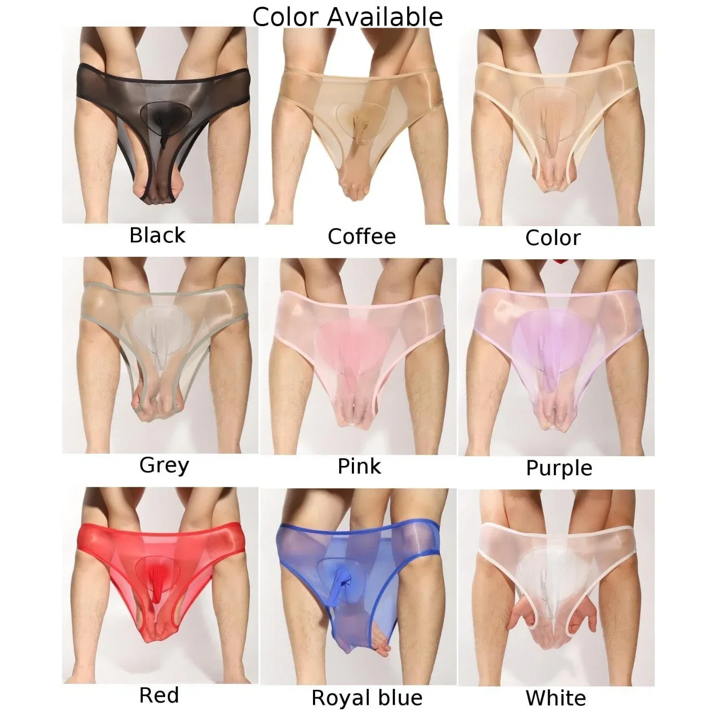 Sexy Men\'s Panties Unisex Seamless Sheer Transparent Briefs Stretch Pantyhose Panties Shorts Underwear Pump Man Briefs