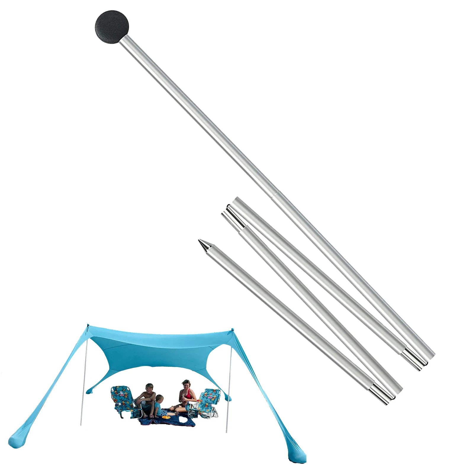 Outdoor Aluminum Canopy Pole Canopys Pole Beach Tent Support Frame Top Ball Telescopic Hall Pole For Camping Tarp Pole Support