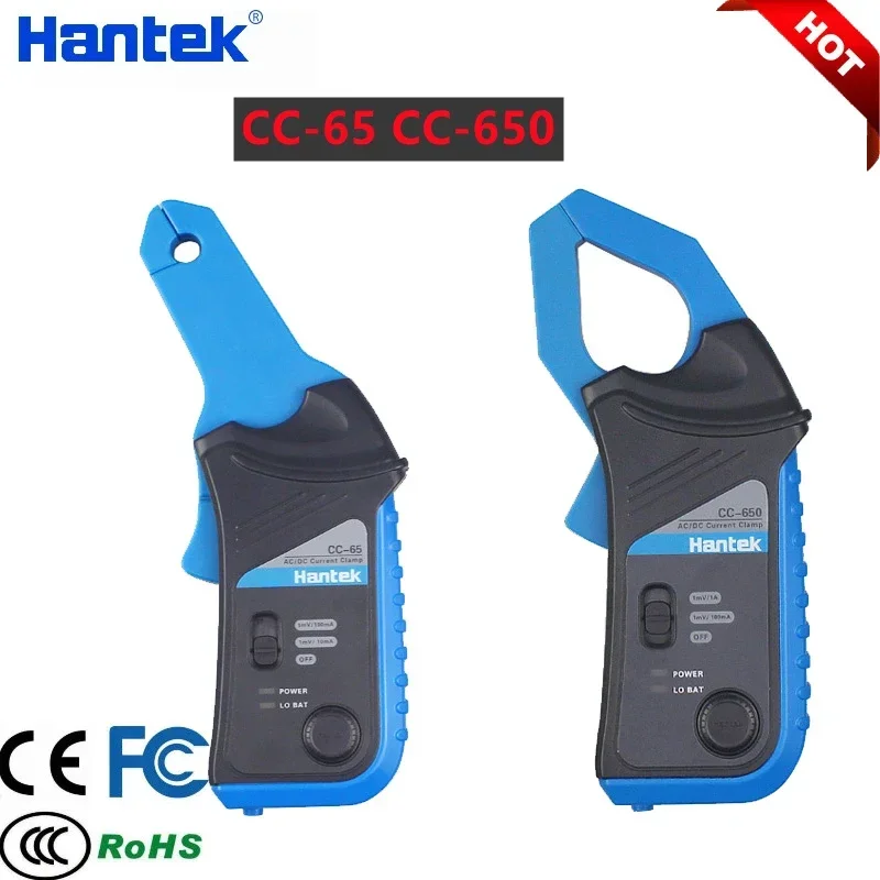 

Hantek CC65 CC650 Oscilloscope AC/DC Current Clamp Probe 20KHz/400Hz Bandwidth 1mV/10mA 65A/650A with BNC Plug Applicable 1008C