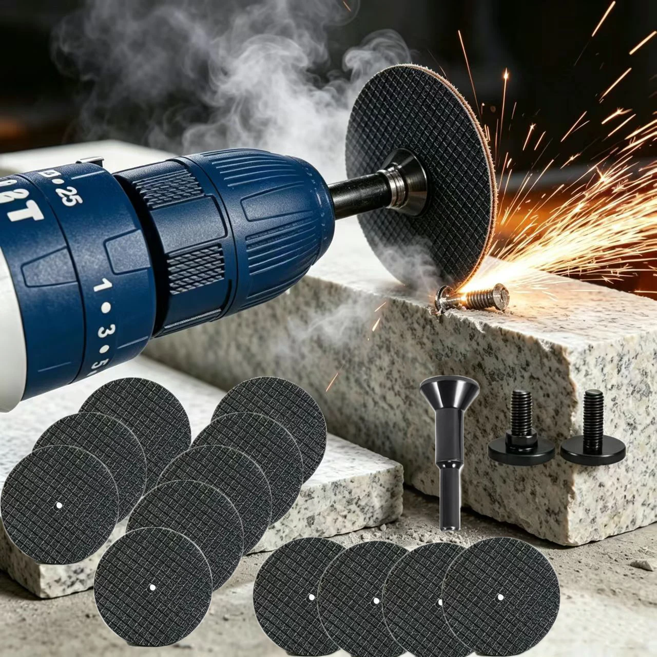 12pcs 50mm High-Speed Cutting Disc Wheel 1/4in Shank For Electric Drill Metal Cutter 30000 RPM Reinforced Fiberglass