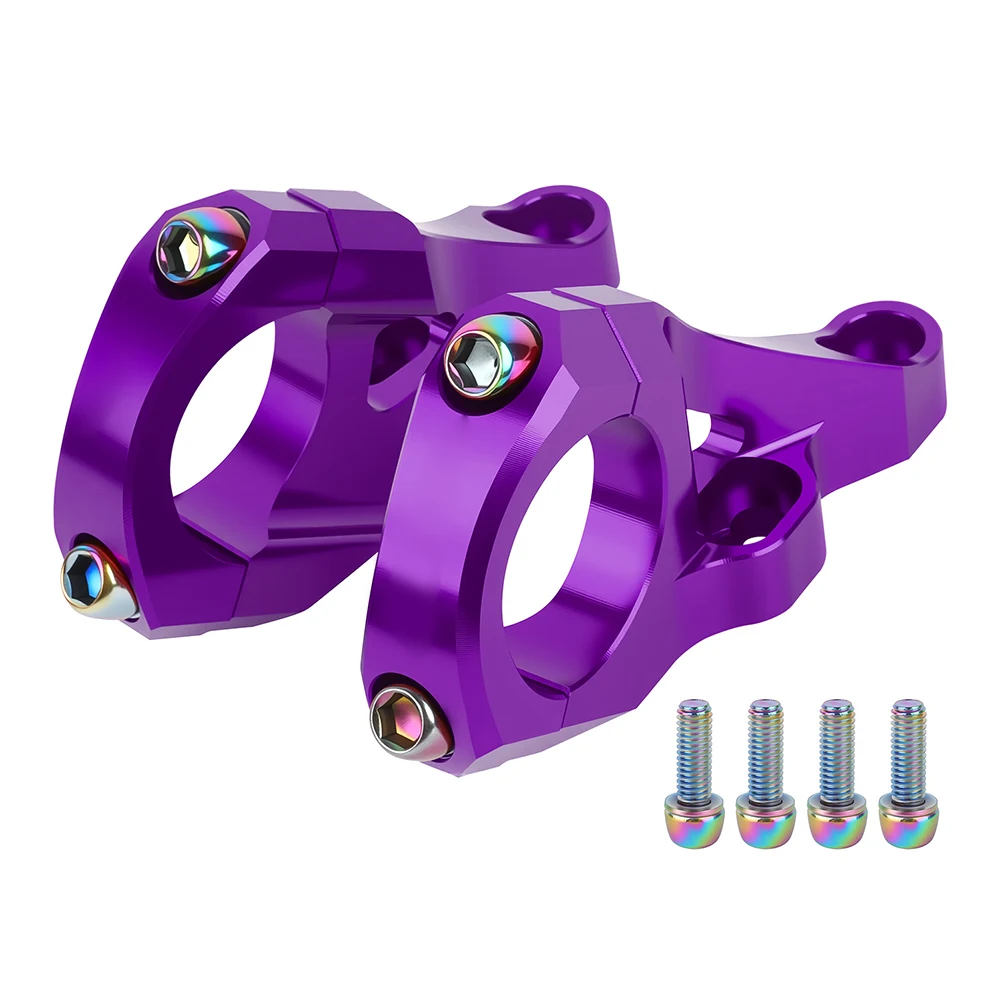 Long Lasting Direct Mount Stem Part Handlebar Clamp Black DH Mountain Bike Black CNC Process Length 96mm Purple