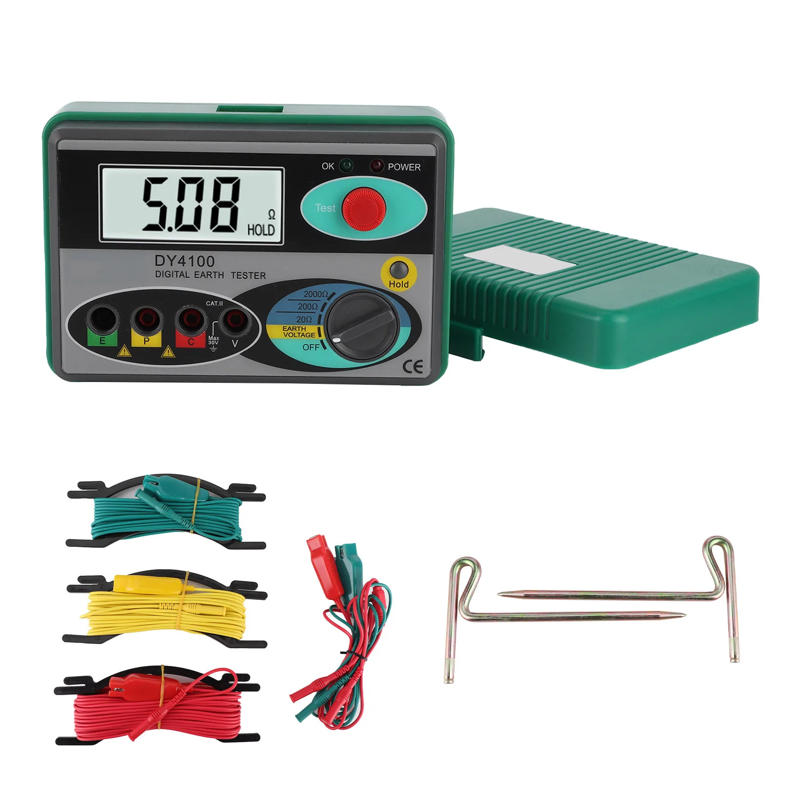 DY4100 Digital Ground Resistance Tester 3 Wire Earth Meter For Power System Electrical Equipment And Outdoor Testing Tool
