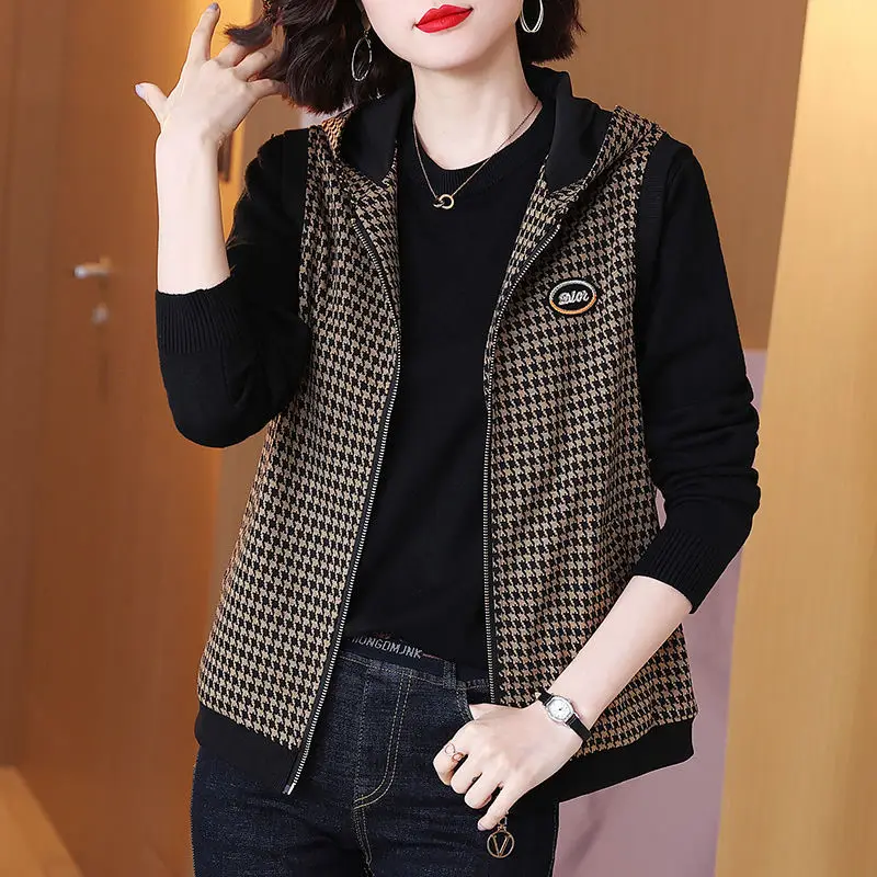 Women's Spring Autumn Plaid Vest Outerwear 2025 New Sle Mom's Faionable Oversize Versatile Cheered Jaet Top