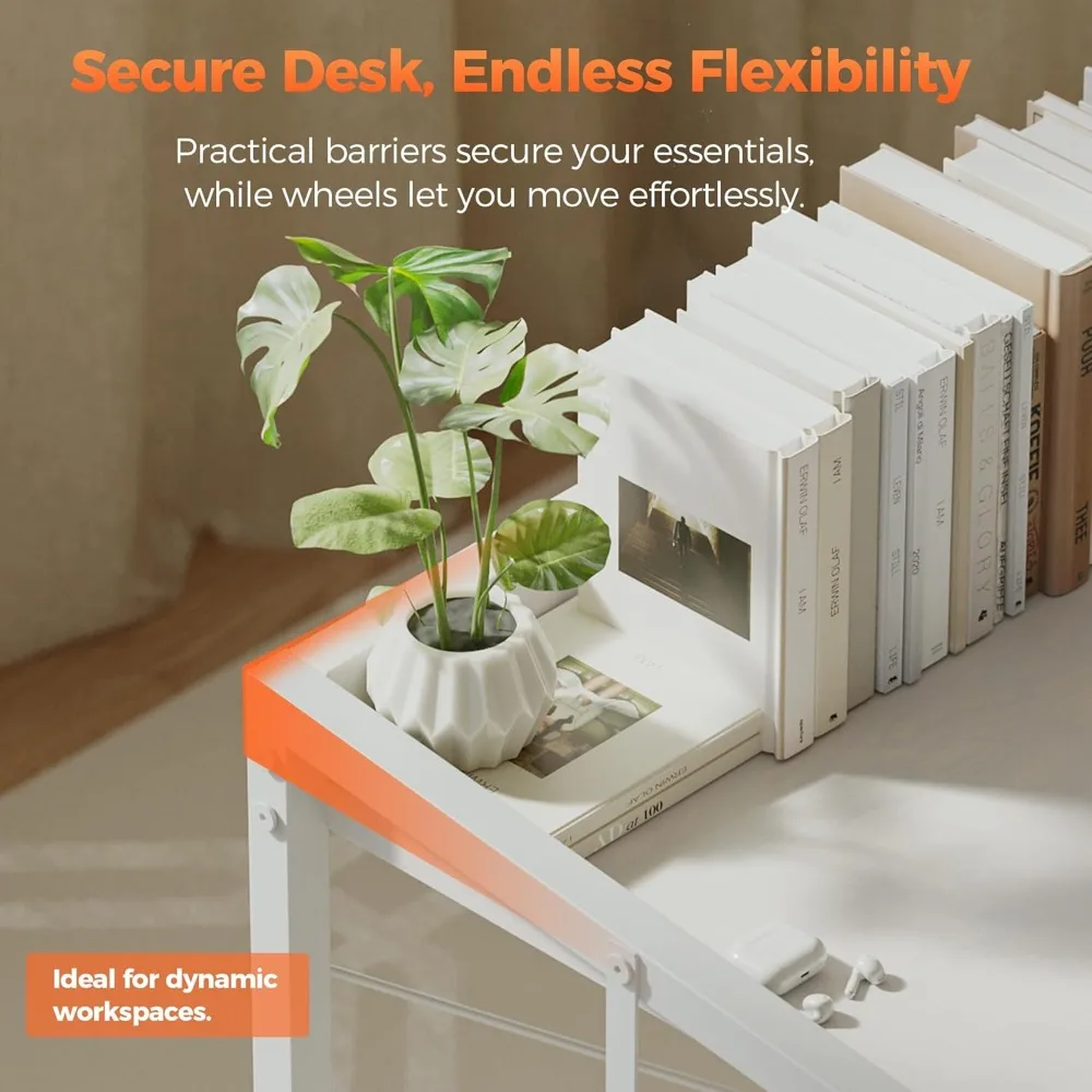 مكتب ألعاب مدمج على عجلات للمساحات الصغيرة، طاولة مكتب منزلية حديثة وبسيطة الطراز، مثالية للدراسة والكتابة #4