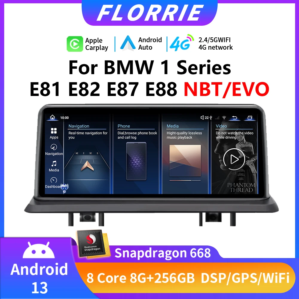 

For BMW 1 Series E81 E82 E87 E88 NBT EVO System Android 13 Car Multimedia Player WIFI 4G CarPlay GPS Navi 2din DVD Radio GPS