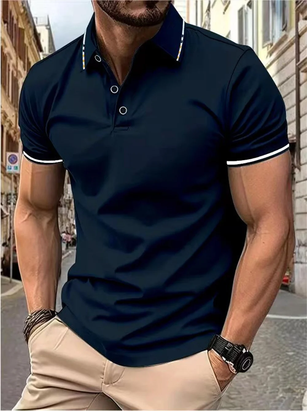 2024 Polo da uomo T-shirt da uomo T-shirt originale da uomo estiva a maniche corte con risvolto intercolorato Novità in top e magliette