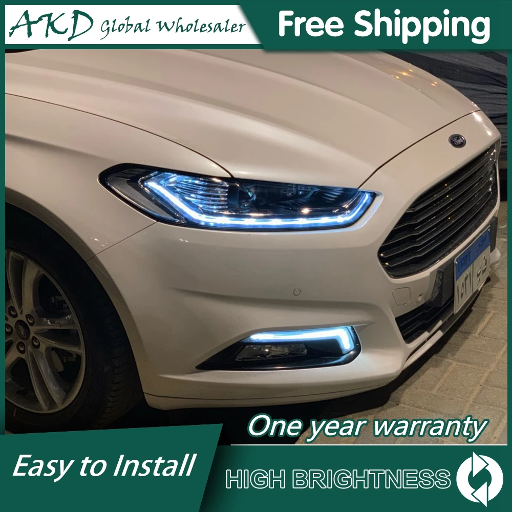 For Ford Mondeo Headlights Fusion 2013-2017 DRL Daytime Running Light Head Lamp LED Bi Xenon Bulb Fog Lights Car Accessories