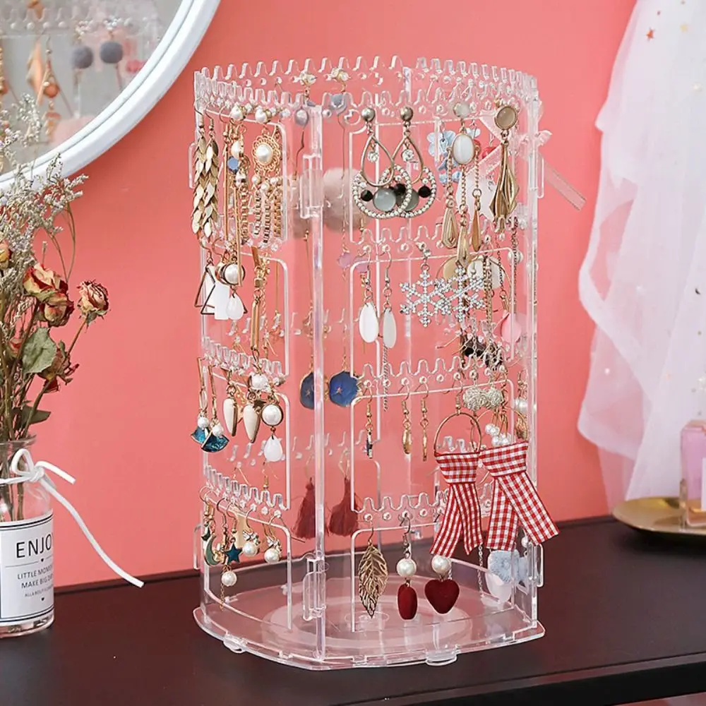 

Rotating Jewelry Display Rack 360 Degree Storage Hanger Necklaces Rings Holder 4 Tiers Plastic Jewelry Storage Box Selling Show
