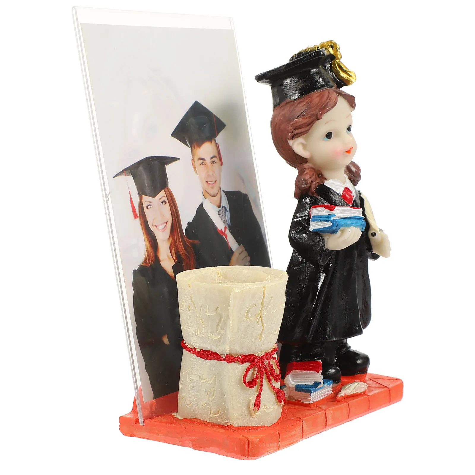 

Resin Pen Holder Doctoral Graduate Creative Student Desktop Organizer Office Desk Stationery Storage Photo Frame