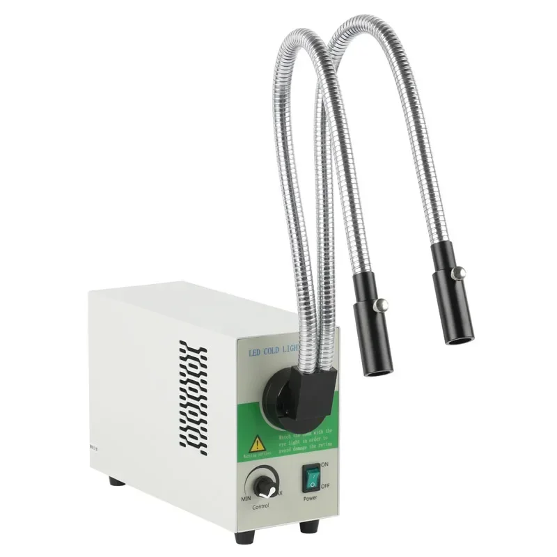 Illuminatore per microscopio con sorgente di luce fredda medica a LED 6500k 20W 30W Sorgente di luci a fibra ottica a LED Doppi luci a collo di cigno