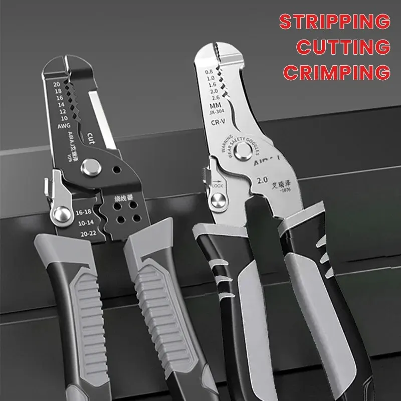 AIRAJ Wire Stripper Tools Multitool Plier Crimper Cable Cutter Multifunctional Stripping Tool Crimping Pliers Terminal